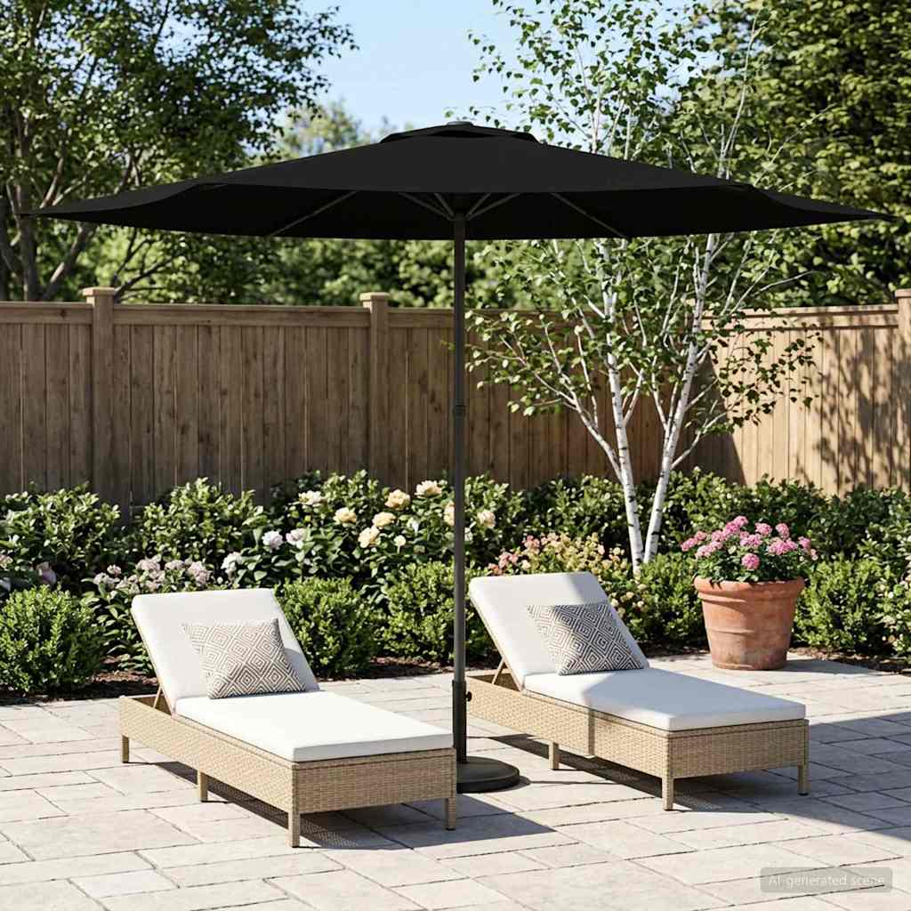 Garden Parasol Rectangular Polyester without Base Drop 3 m Black 3 m