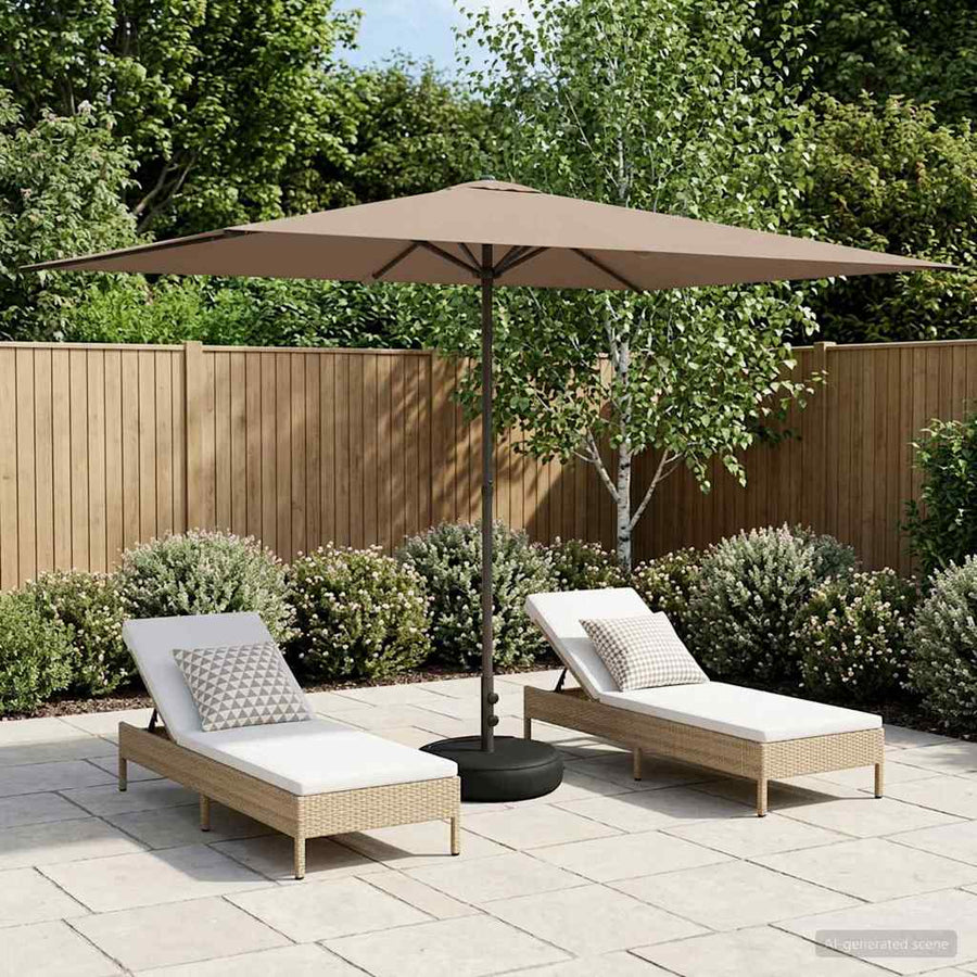 Garden Parasol with Base Rectangular Polyester Taupe
