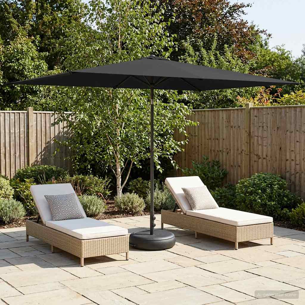 Garden Parasol Rectangular Polyester with base Drop 3 m Anthracite 2 m