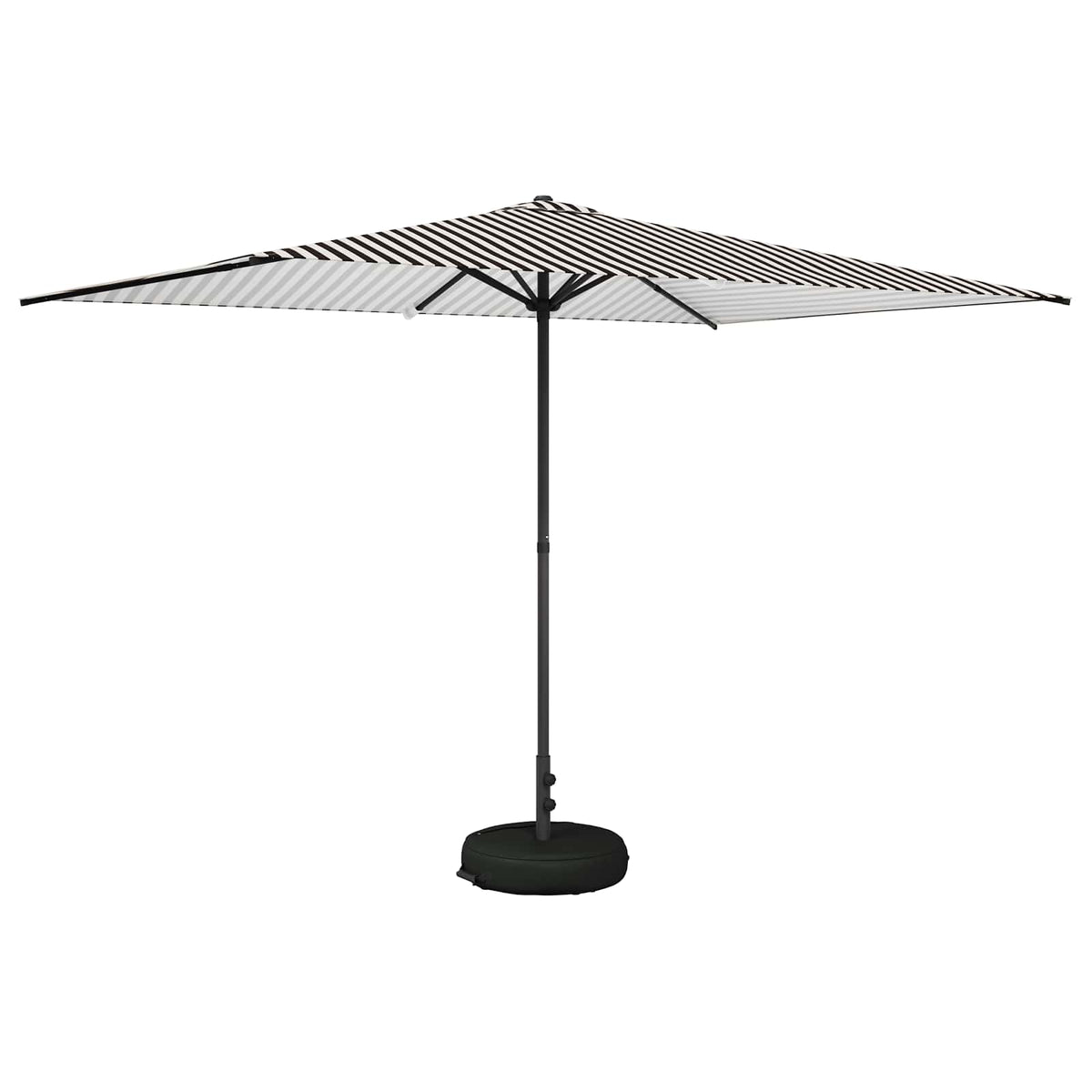 Garden Parasol Rectangular Polyester with base Drop 3 m Black and white 2 m