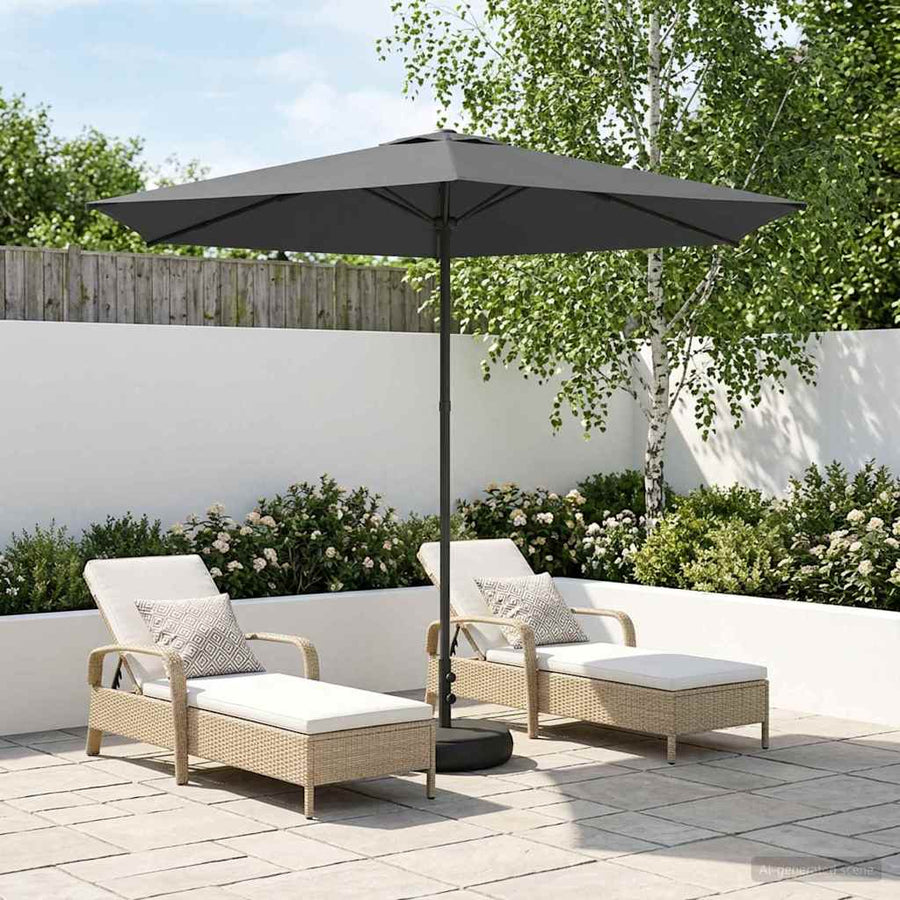 Garden Parasol with Base Rectangular Polyester