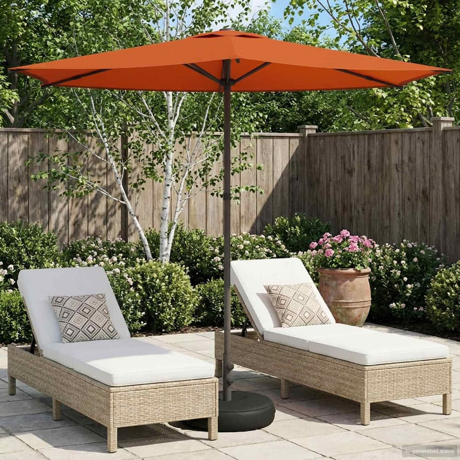 Garden Parasol with Base Rectangular Polyester