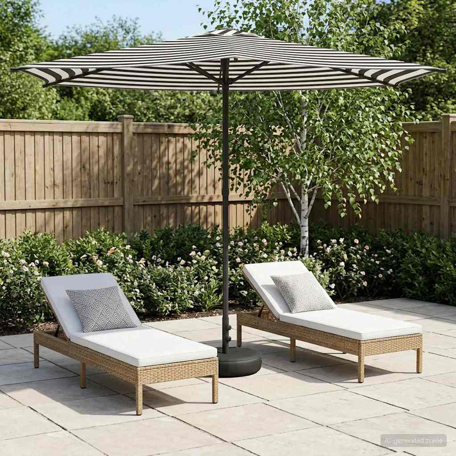 Garden Parasol with Base Rectangular Polyester