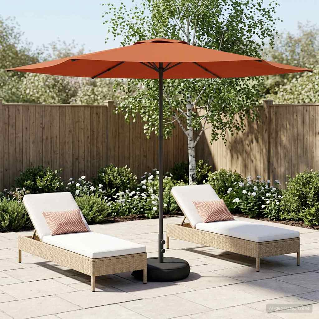 Garden Parasol Rectangular Polyester with base Drop 3 m Terracotta 3 m