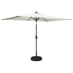 Garden Parasol with LED Lights and Base Polyester Drop 3 m Cream 2 m