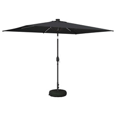 Garden Parasol with LED Lights and Base Polyester Drop 3 m Anthracite 2 m
