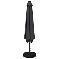 Garden Parasol with LED Lights and Base Polyester Drop 3 m Anthracite 2 m