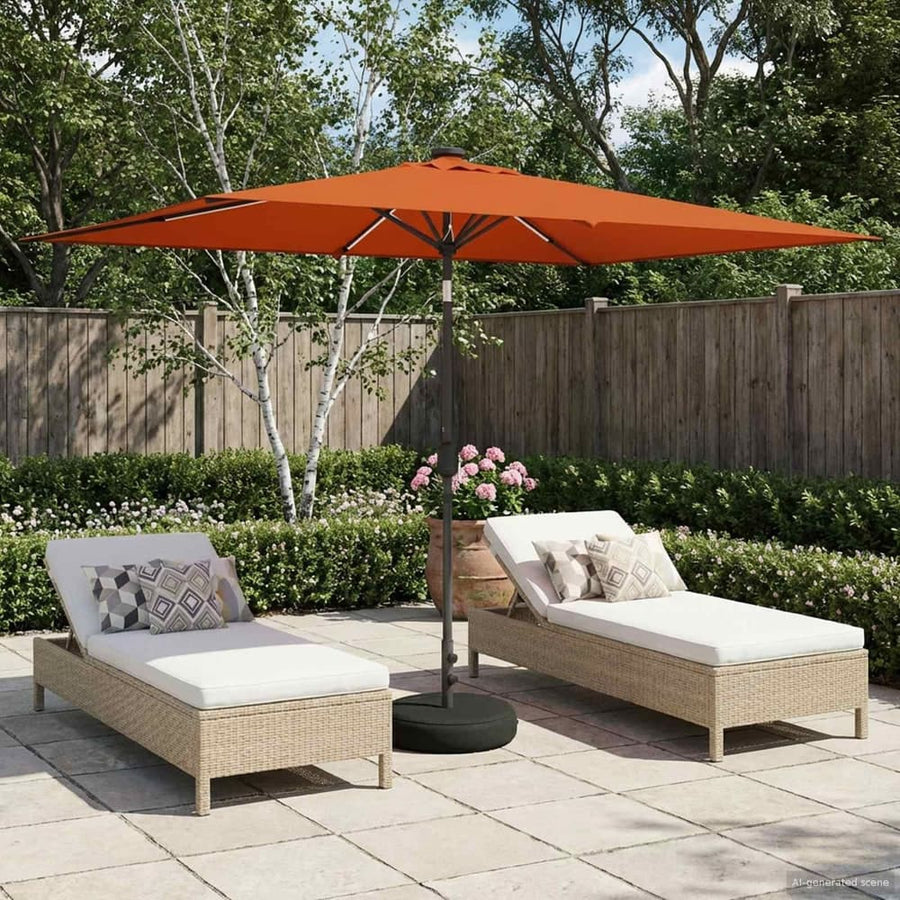 Garden Parasol with LED Lights and Base Polyester