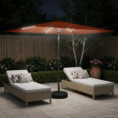 Garden Parasol with LED Lights and Base Polyester Drop 3 m Terracotta 2 m