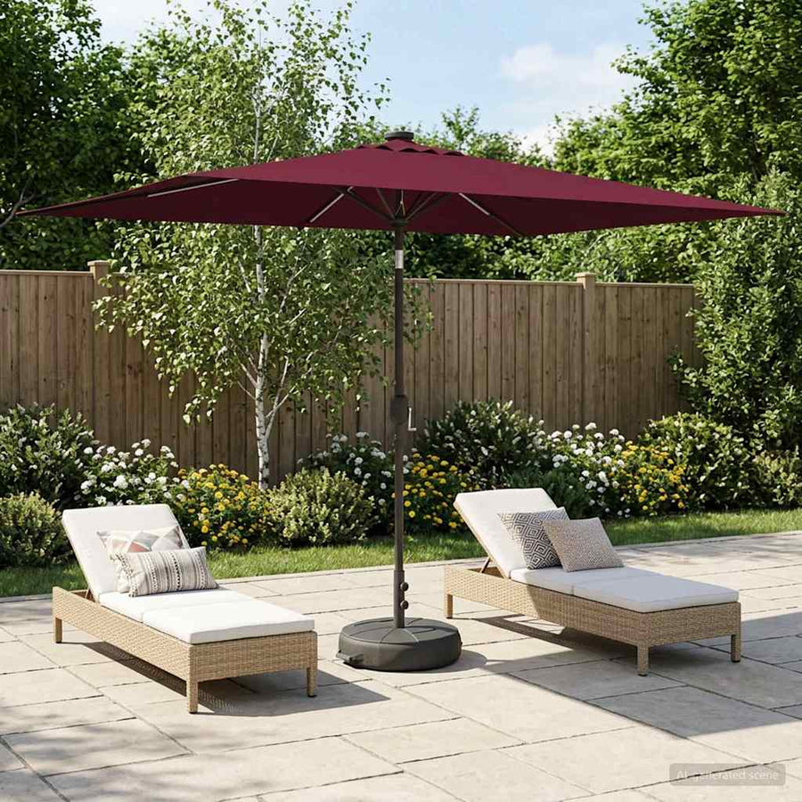 Garden Parasol with LED Lights and Base Polyester