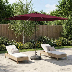 Garden Parasol with LED Lights and Base Polyester Drop 3 m Bordeaux red 2 m