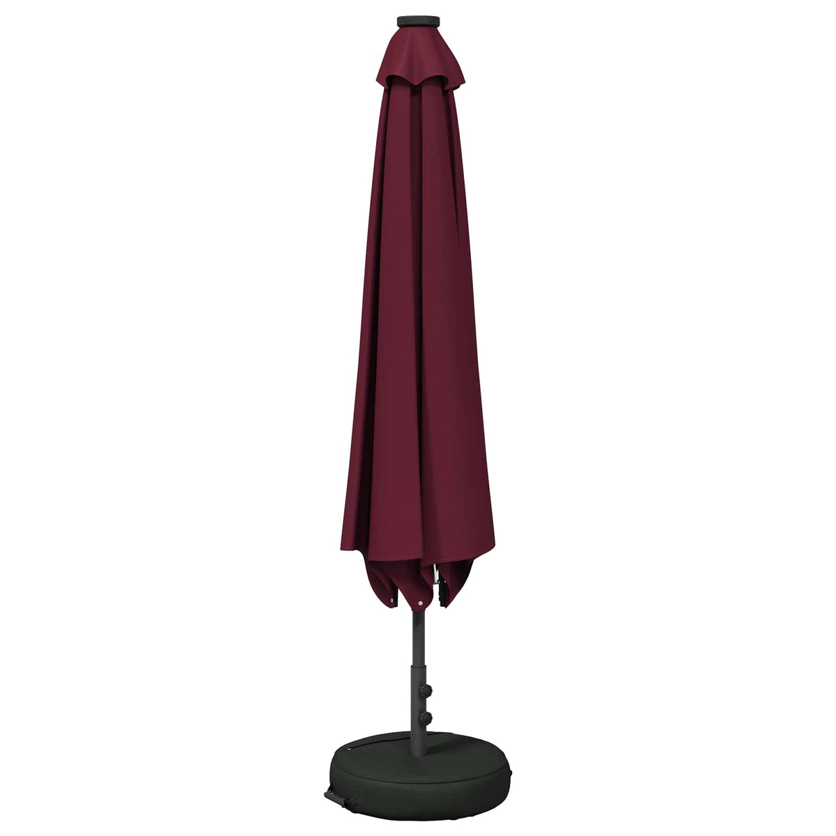 Garden Parasol with LED Lights and Base Polyester Drop 3 m Bordeaux red 2 m