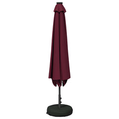 Garden Parasol with LED Lights and Base Polyester Drop 3 m Bordeaux red 2 m