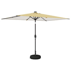Garden Parasol with LED Lights and Base Polyester Drop 3 m Yellow and white 2 m