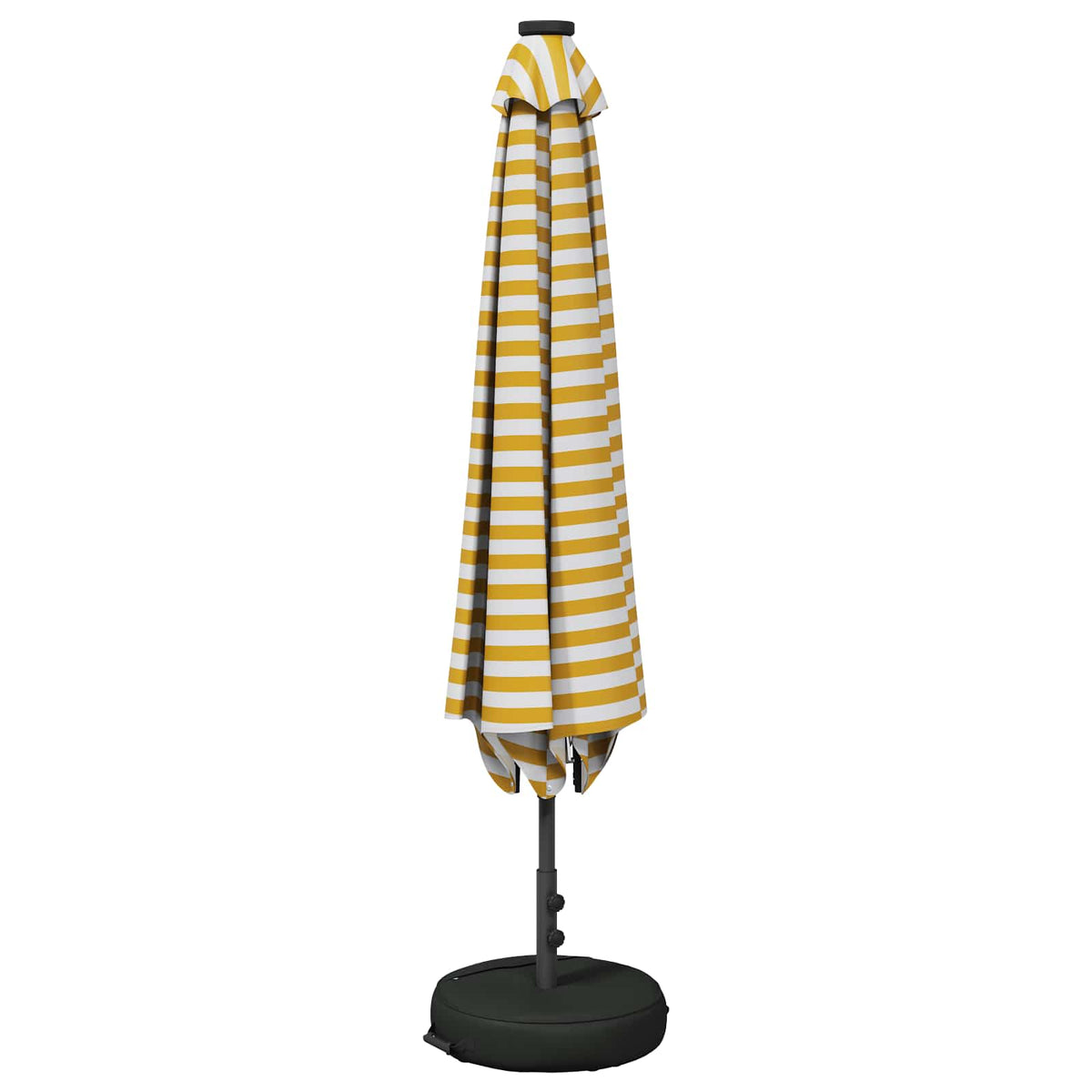 Garden Parasol with LED Lights and Base Polyester Drop 3 m Yellow and white 2 m