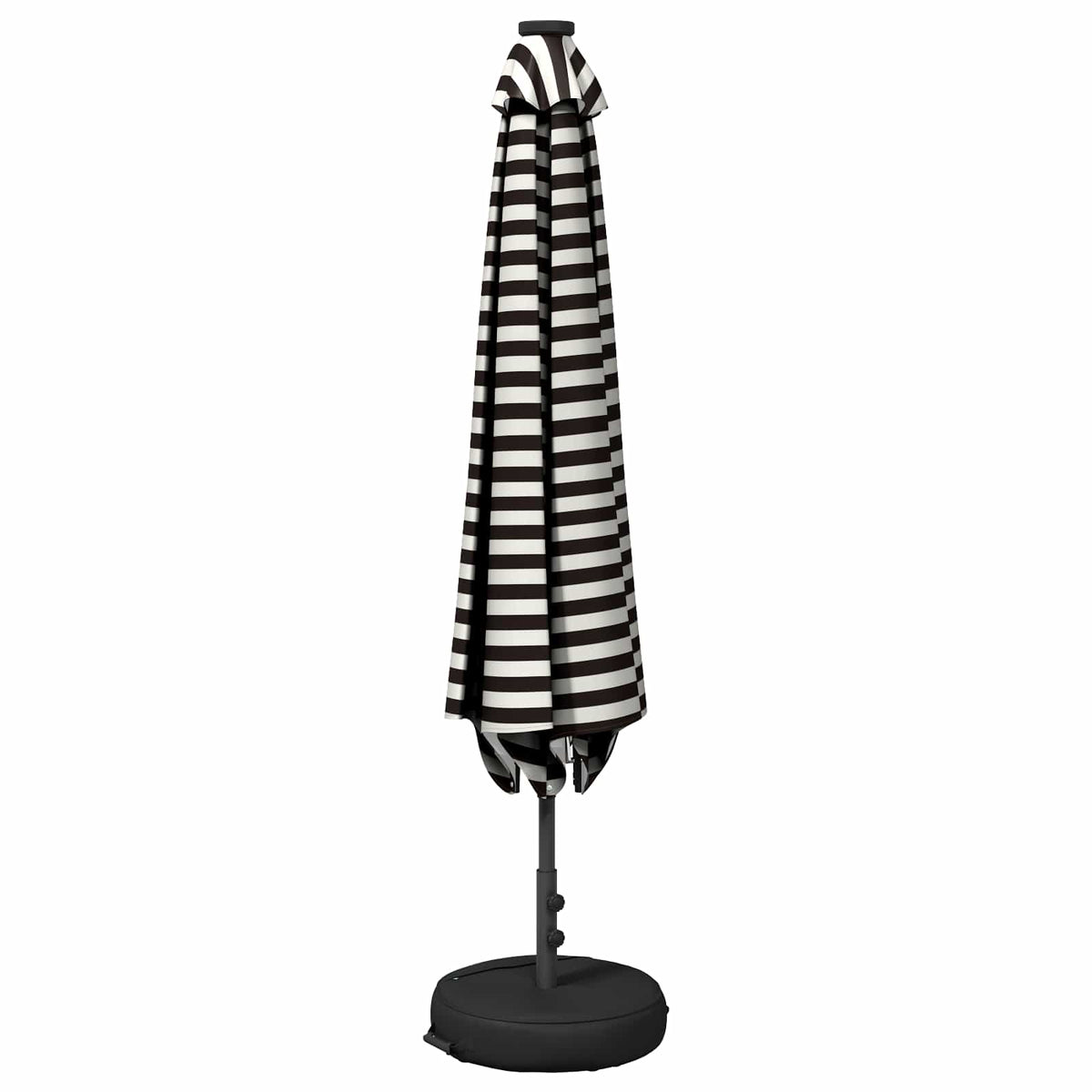 Garden Parasol with LED Lights and Base Polyester Drop 3 m Black and white 2 m