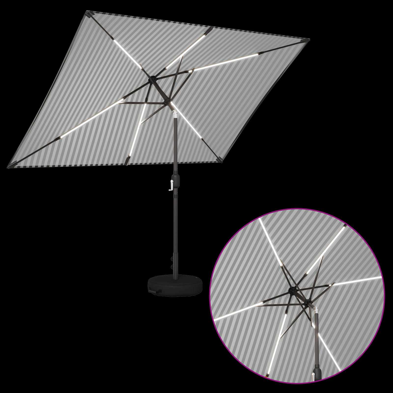 vidaXL Garden Parasol with LED Lights and Base 200 x 300 cm Polyester 4
