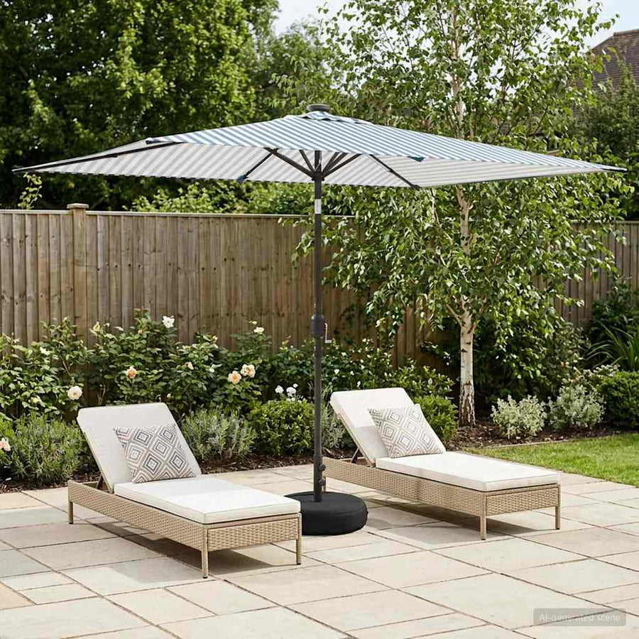Garden Parasol with LED Lights and Base Polyester