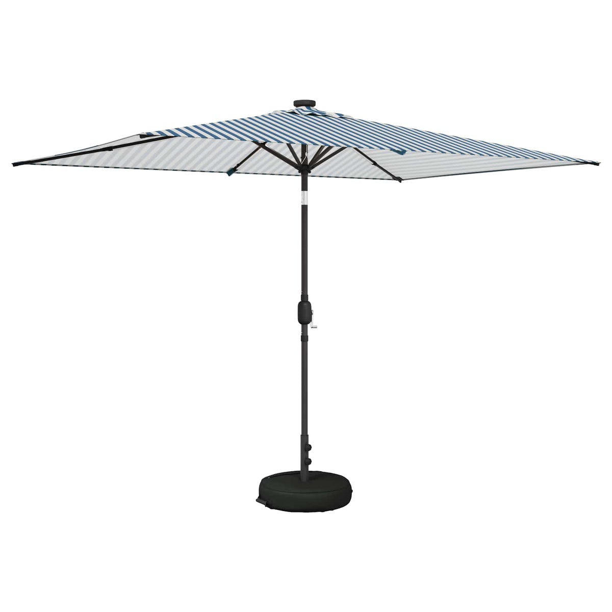 Garden Parasol with LED Lights and Base Polyester Drop 3 m Blue and white 2 m