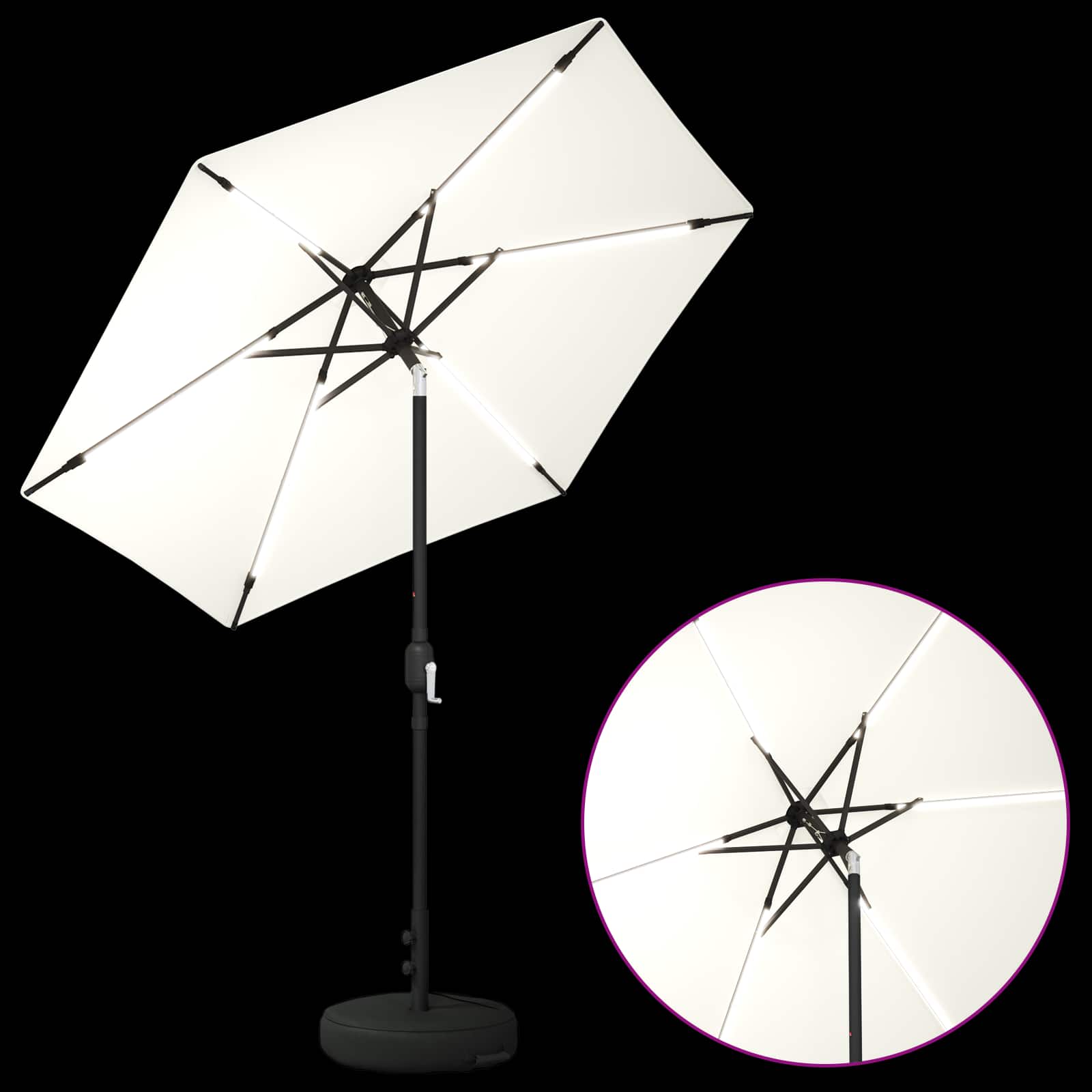 vidaXL Garden Parasol with LED Lights and Base 230 x 230 cm Polyester 4