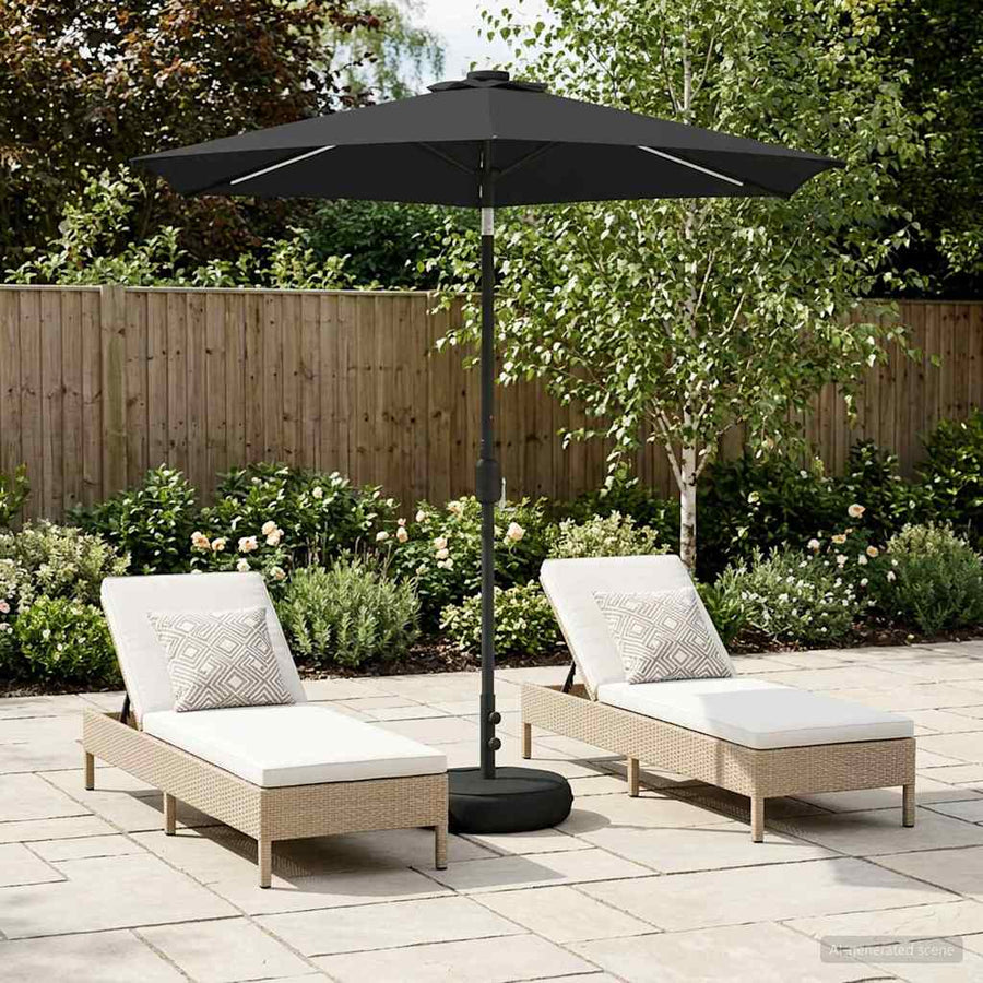 Garden Parasol with LED Lights and Base Polyester