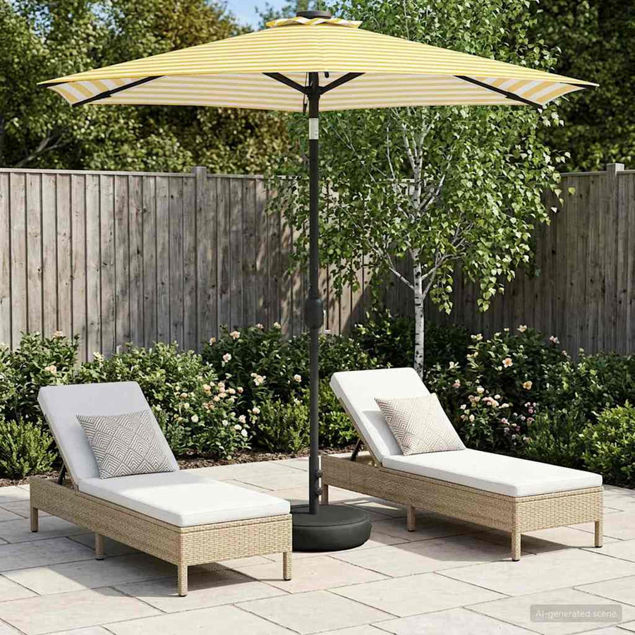 Garden Parasol with LED Lights and Base Polyester