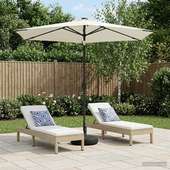 Garden Parasol with LED Lights and Base Polyester