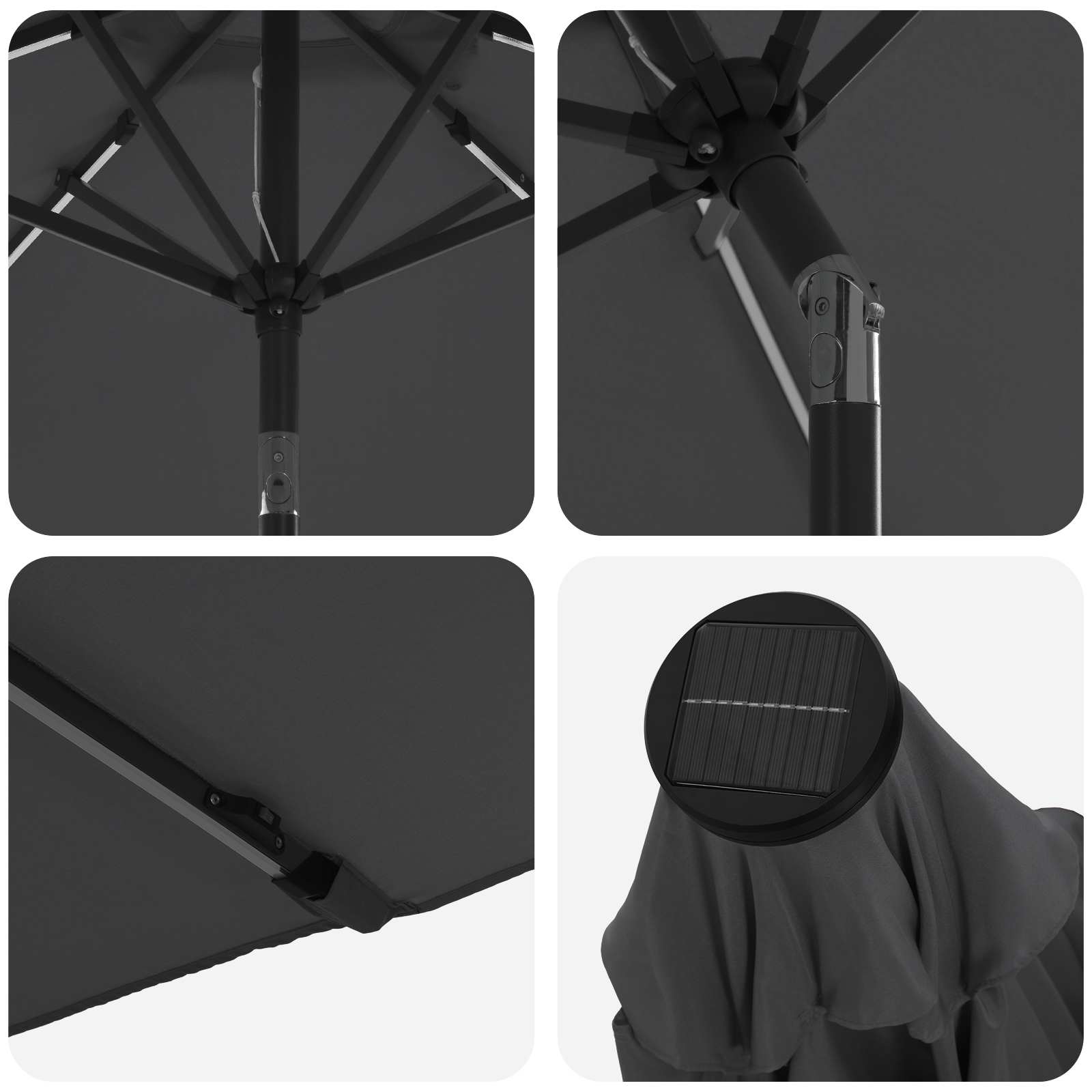 vidaXL Garden Parasol with LED Lights and Base 270 x 270 cm Polyester 6