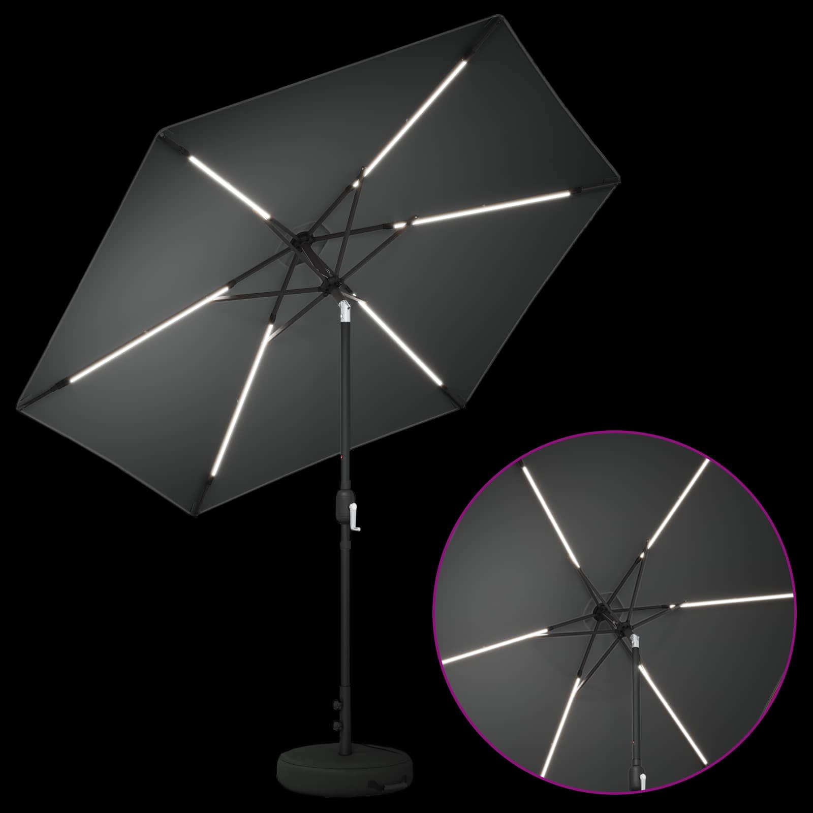 vidaXL Garden Parasol with LED Lights and Base 270 x 270 cm Polyester 4