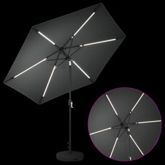 vidaXL Garden Parasol with LED Lights and Base 270 x 270 cm Polyester 4