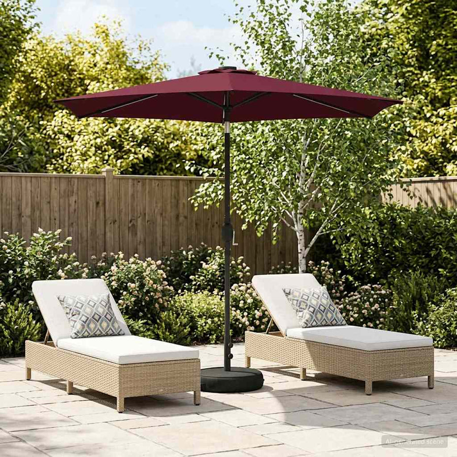 Garden Parasol with LED Lights and Base Polyester