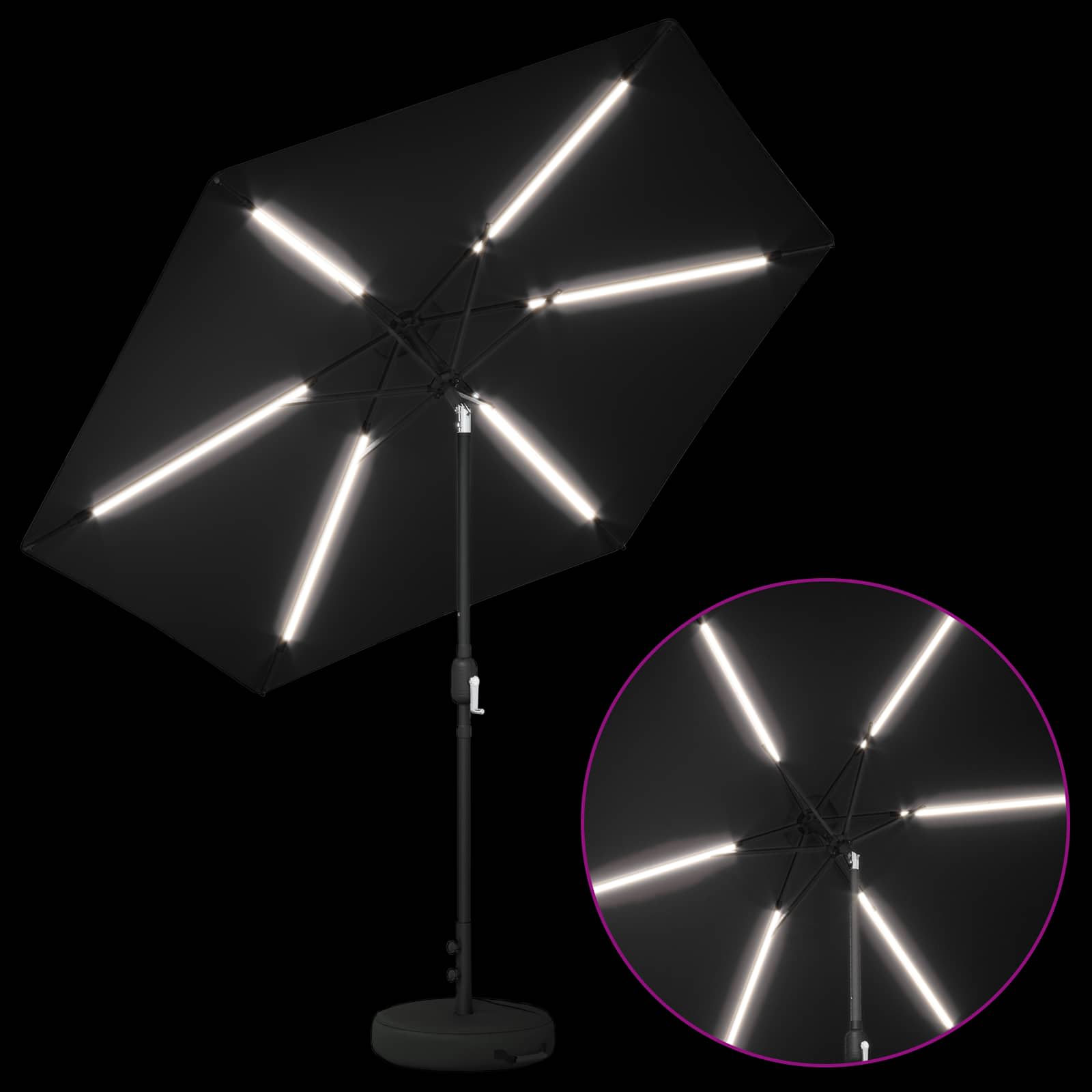 vidaXL Garden Parasol with LED Lights and Base 270 x 270 cm Polyester 4