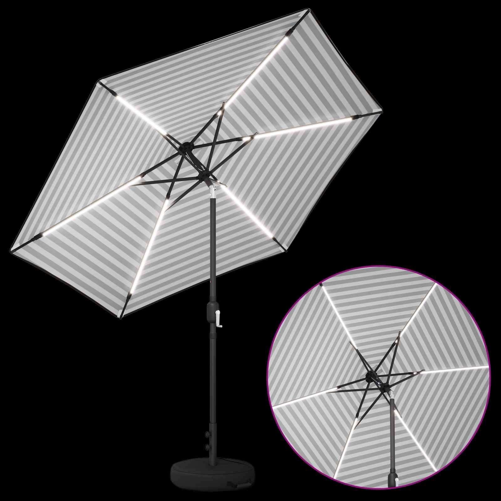 vidaXL Garden Parasol with LED Lights and Base 270 x 270 cm Polyester 4
