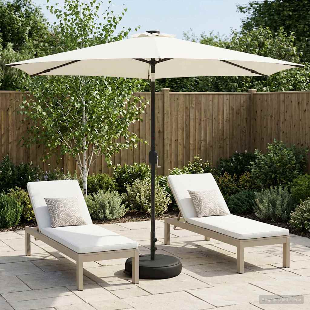 Garden Parasol with LED Lights and Base Polyester Drop 3 m Cream 3 m