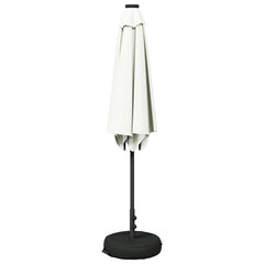 Garden Parasol with LED Lights and Base Polyester Drop 3 m Cream 3 m