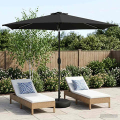 Garden Parasol with LED Lights and Base Polyester Drop 3 m Anthracite 3 m