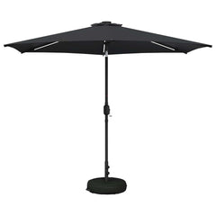 Garden Parasol with LED Lights and Base Polyester Drop 3 m Anthracite 3 m