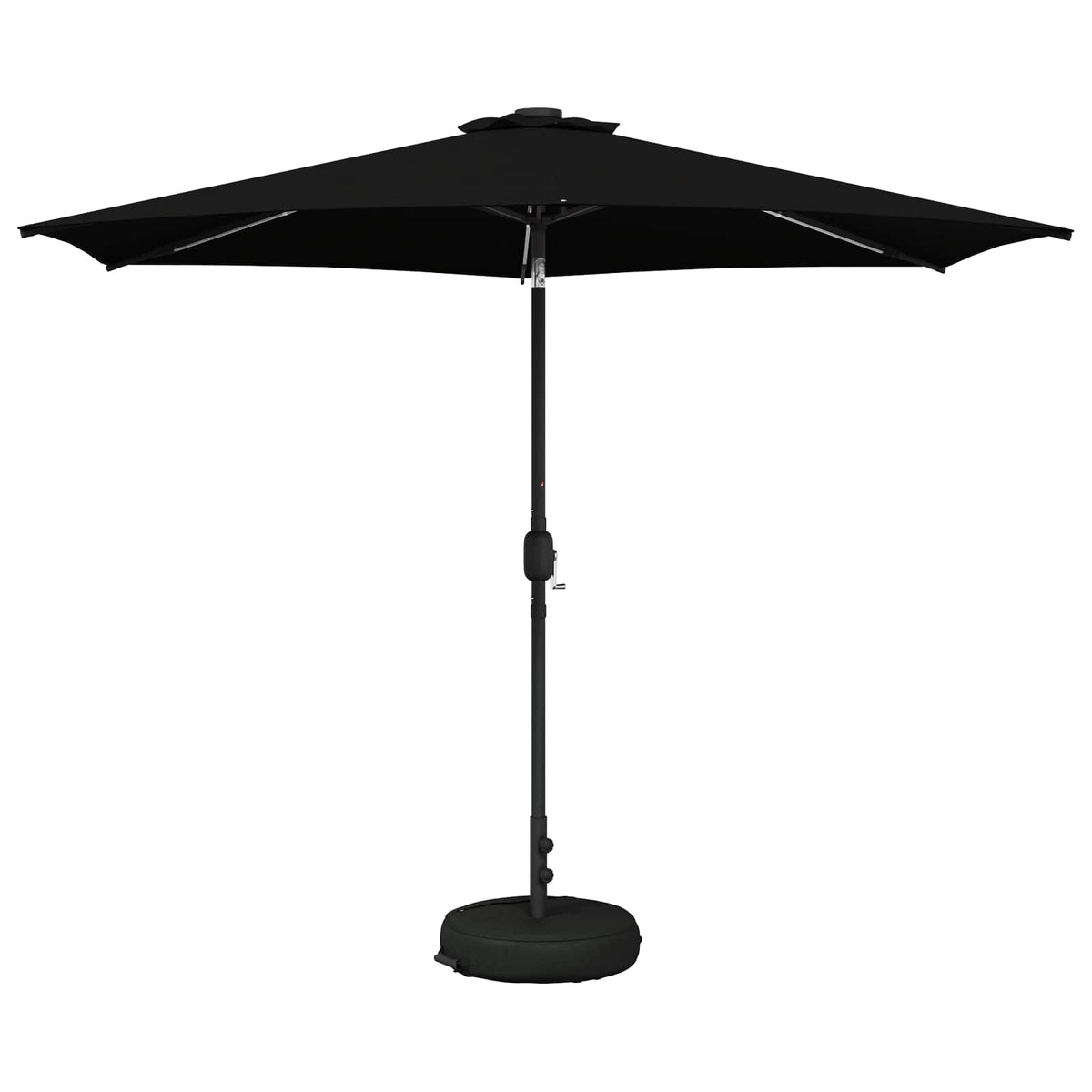 Garden Parasol with LED Lights and Base Polyester Drop 3 m Black 3 m