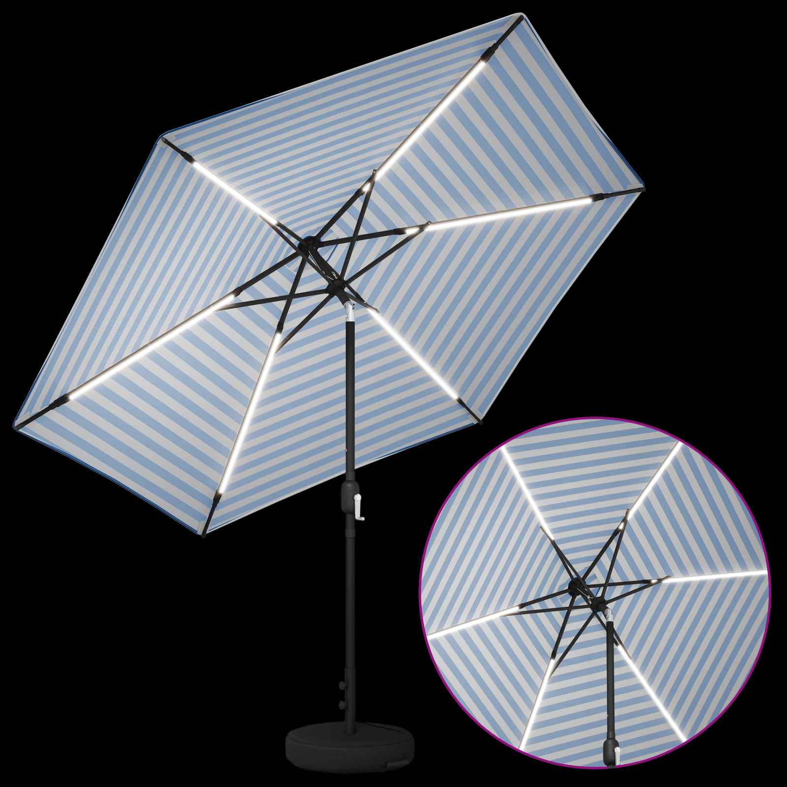 vidaXL Garden Parasol with LED Lights and Base 300 x 300 cm Polyester 4