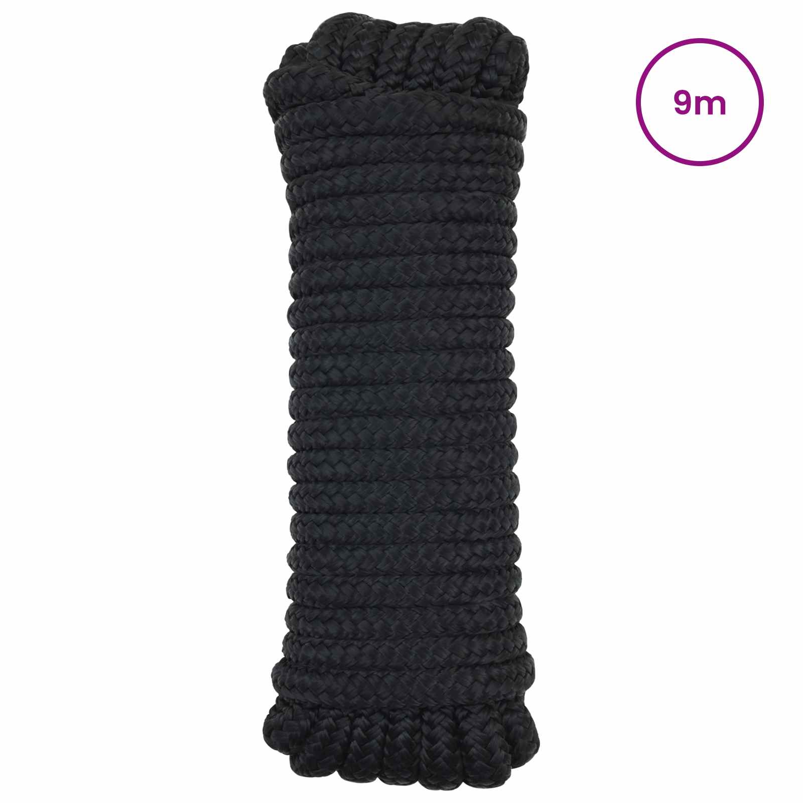 vidaXL Boat Rope 2 mm 9 m Black Polyester 2