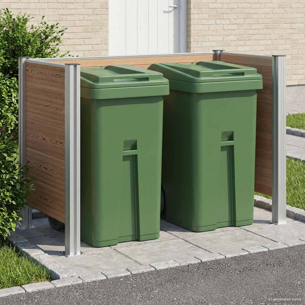 Garbage Bin Fence 85 x 85 x 115 cm Aluminium and WPC Brown 161 cm U shape