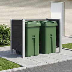 Garbage Bin Fence 85 x 85 x 115 cm Aluminium and WPC Grey 161 cm U shape