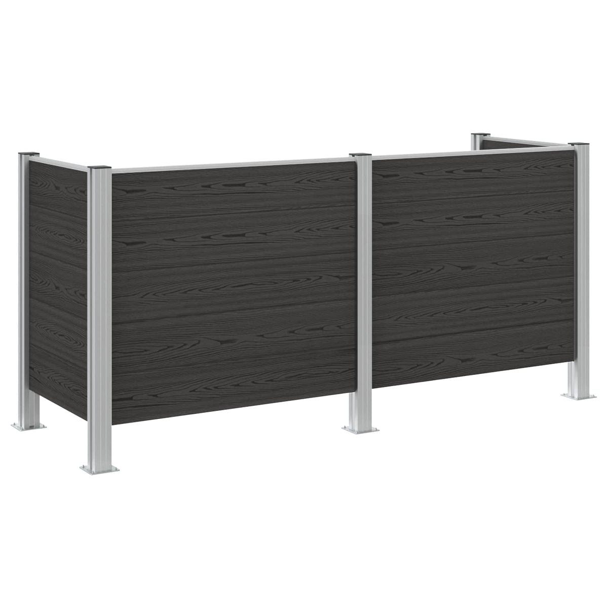Garbage Bin Fence 85 x 85 x 115 cm Aluminium and WPC Grey 237 cm U shape