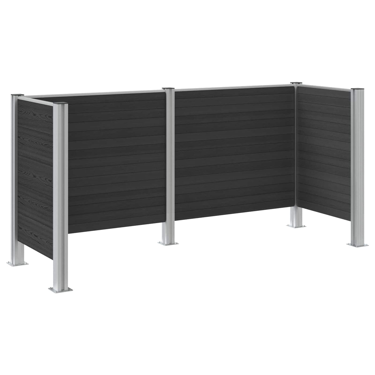 Garbage Bin Fence 85 x 85 x 115 cm Aluminium and WPC Grey 237 cm U shape