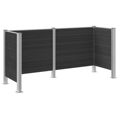 Garbage Bin Fence 85 x 85 x 115 cm Aluminium and WPC Grey 237 cm U shape