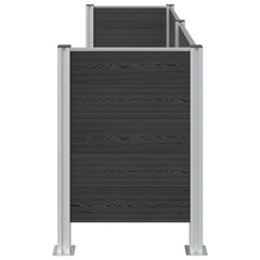 Garbage Bin Fence 85 x 85 x 115 cm Aluminium and WPC Grey 237 cm U shape