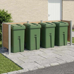 Garbage Bin Fence 85 x 85 x 115 cm Aluminium and WPC Brown 315 cm U shape