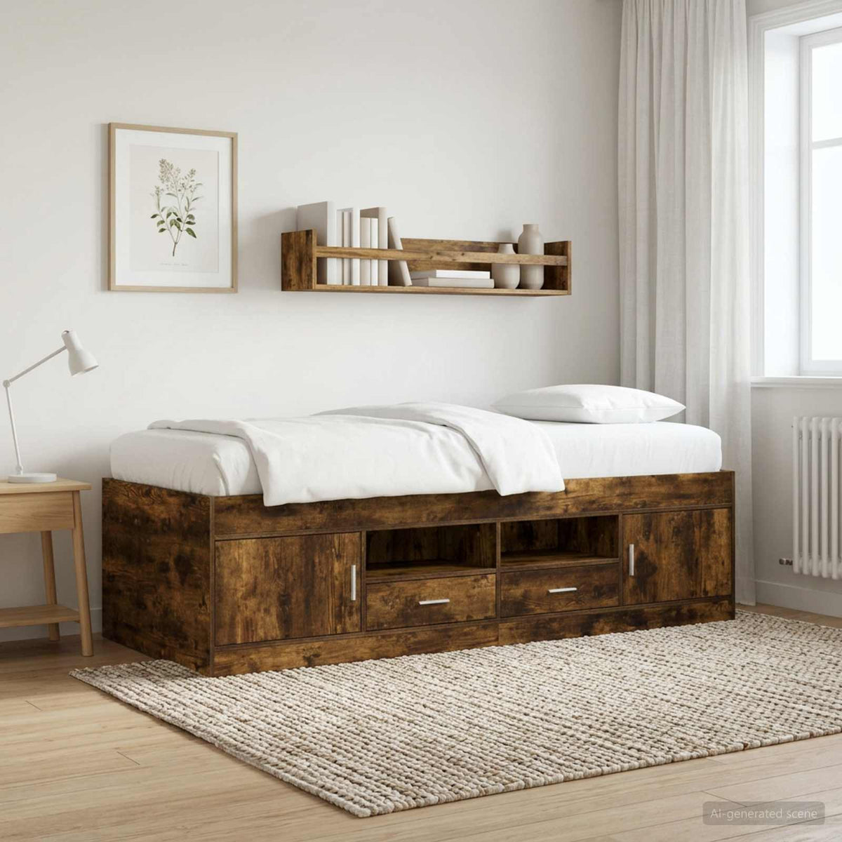Daybed with Drawers without Mattress Length 200 cm Smoked oak 80 cm