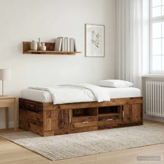 Daybed with Drawers without Mattress Length 200 cm Old wood 80 cm