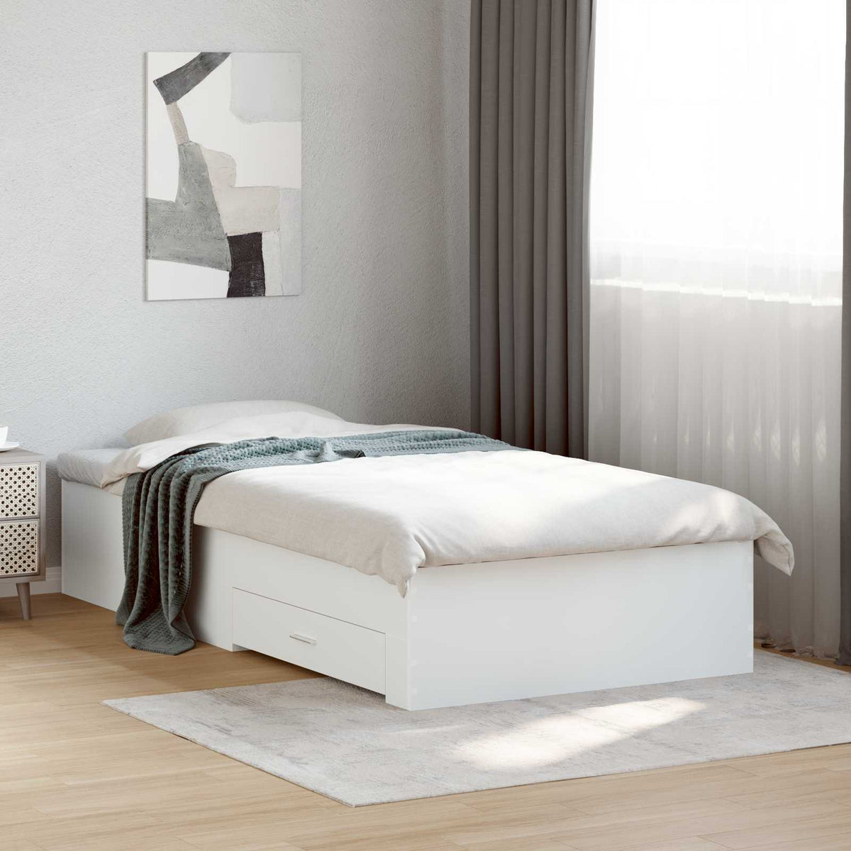 Bed Frame with Drawers without Mattress Length 200 cm White 80 cm